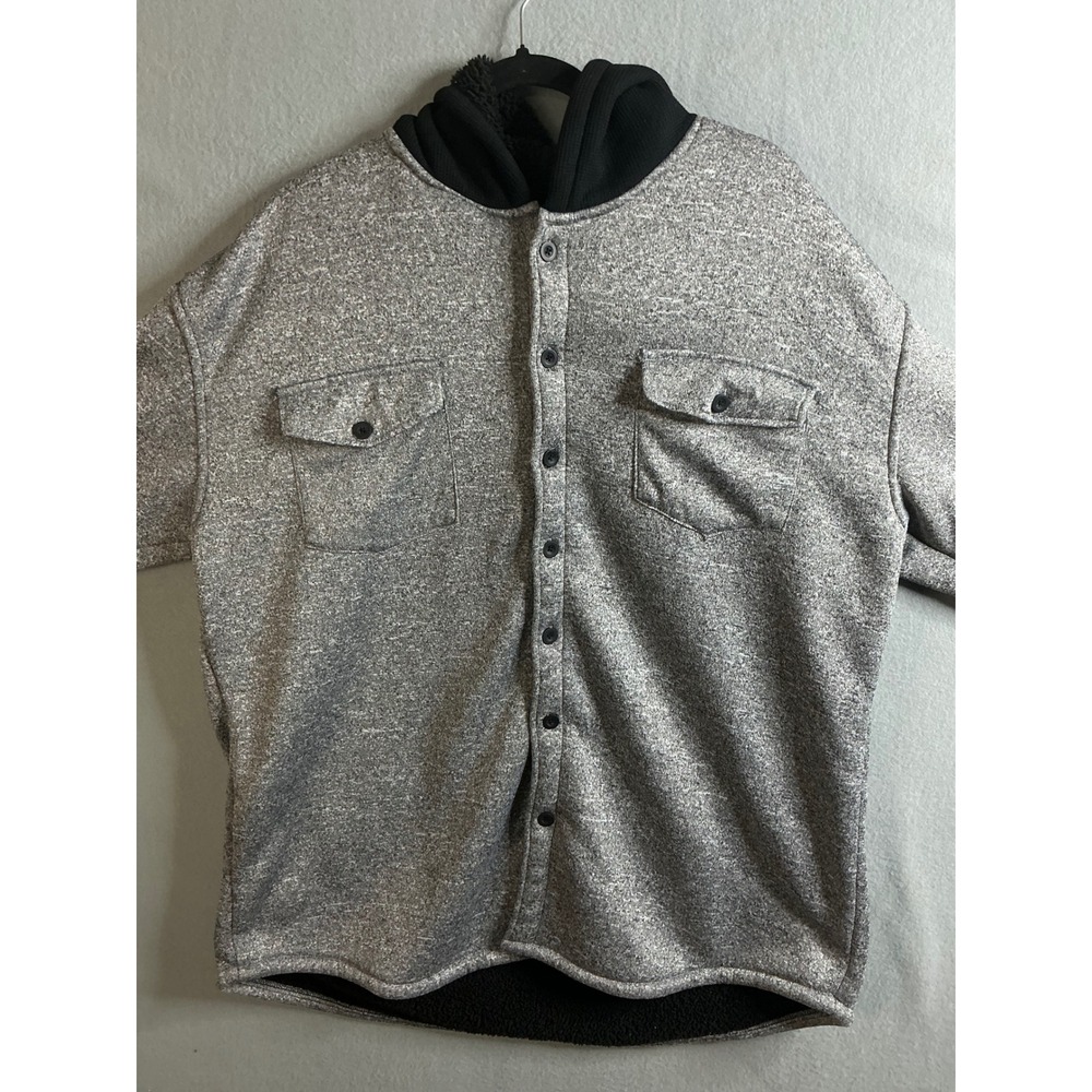 Public Supply Jacket Men's XXL Fleece Shirt Jacket Hooded‎ Button Up